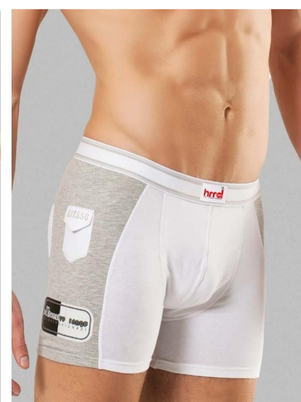 Erkek Baskılı Cepli Boxer Şort %92 Pamuklu Esnek Bel-307