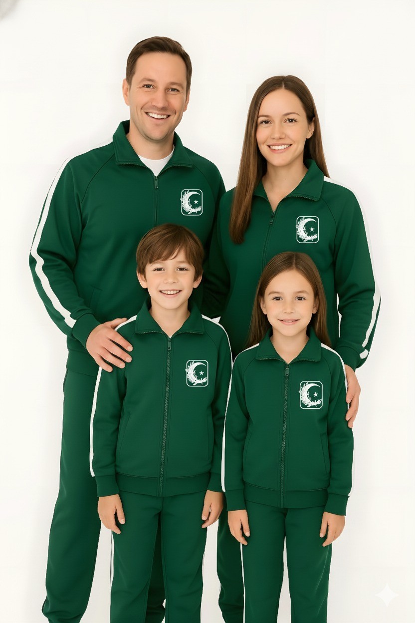 Aile Eşofman Takımı – Yeşil Renk, Yüksek Kalite Kumaş, Rahat ve Şık Tasarım