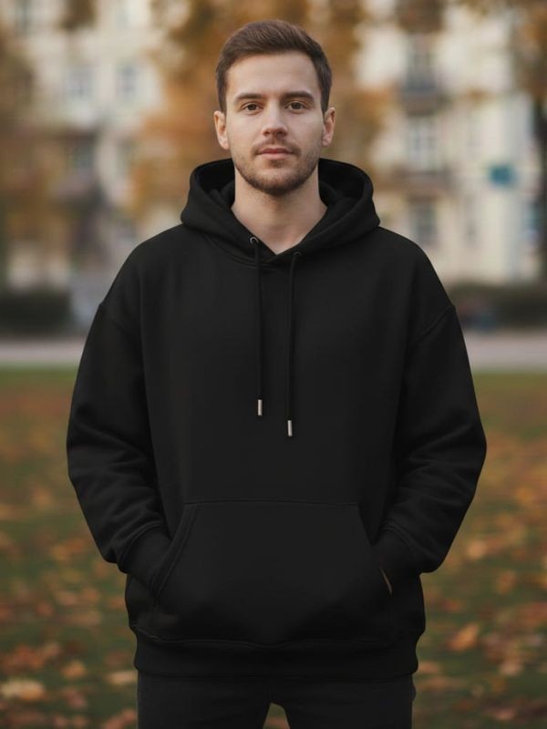 Siyah Basic Oversize Kapüşonlu Sweatshirt (Unisex)