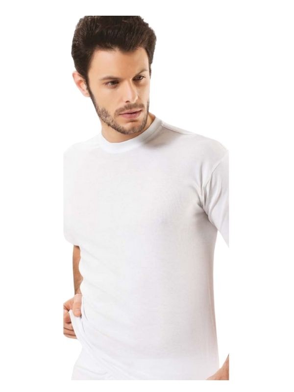 Erkek  %100 Pamuk Beyaz Atlet / İçlik Tişört - Yuvarlak Yaka-502