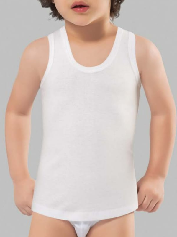 Çocuk %100 Pamuklu Bisiklet Yaka Atlet / Hassas Ciltler İçin Yumuşak Fanila-609