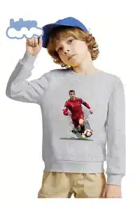 Football 7 Baskılı Bisiklet Yaka Sweatshirt
