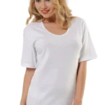 Atlet Yaka Şıklığı: Kadın %100 Pamuk Kısa Kollu Tişört-2009