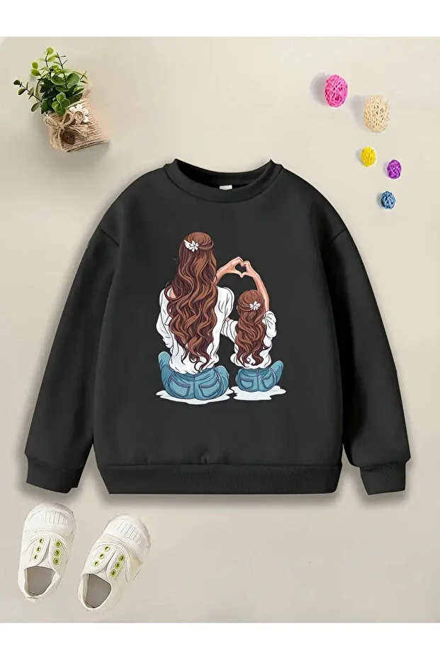 Anne Ve Kız Çocuk Baskalı Sweatshirt