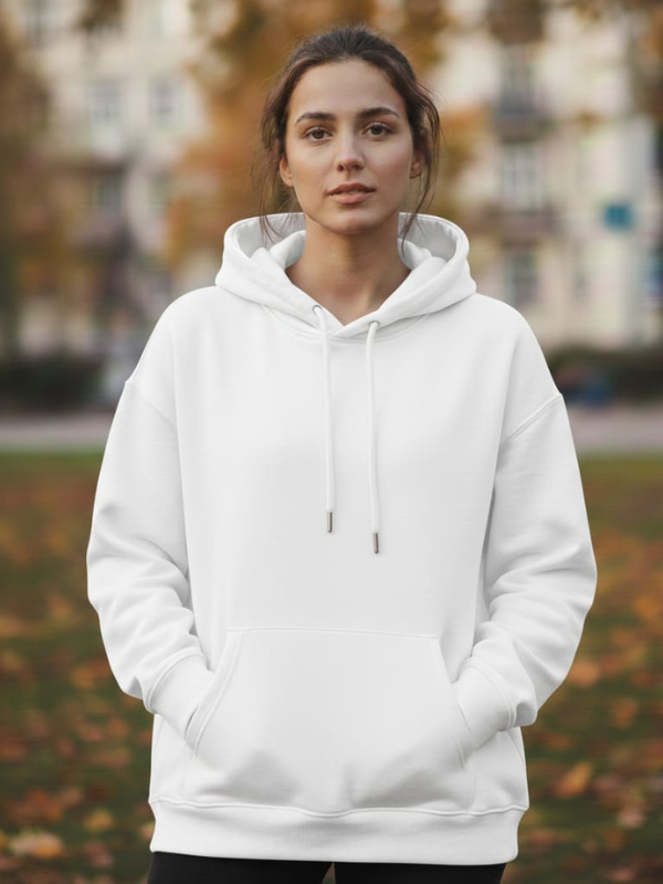 BEYAZ Basic Oversize Kapüşonlu Sweatshirt (Unisex)