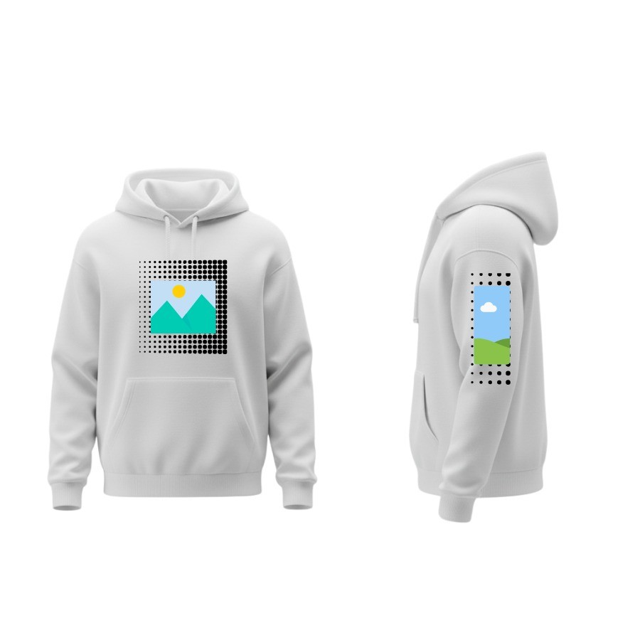 Kişiye Özel Hoodie – Göğüs ve Kol Baskılı, Unisex Kapüşonlu Sweatshirt