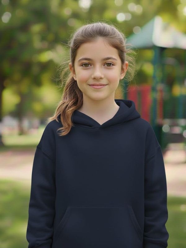 Çocuk Lacivert Kapüşonlu Sweatshirt | Unisex, Rahat Kesim, Pamuklu