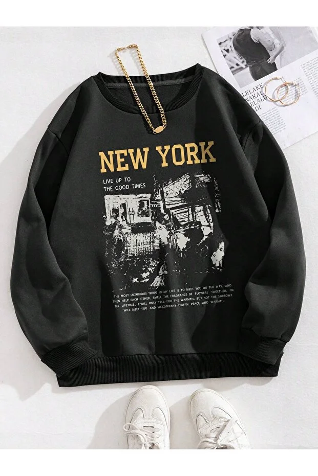 NEW YOURK Trend Fermuarlı Kapşonlu Sweatshirt Hırka Unisex