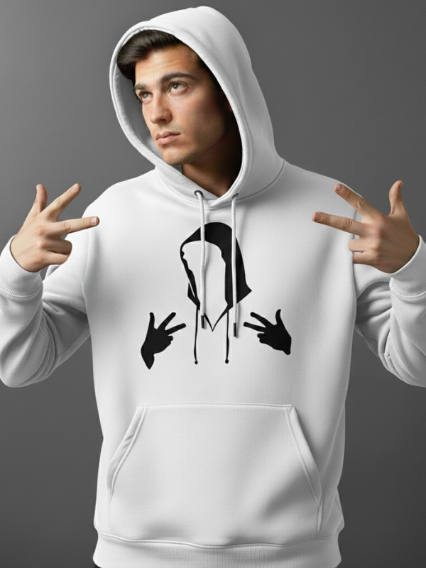 Unisex Sırtı Dijital Kedi Baskılı Sweatshirt Hoodie