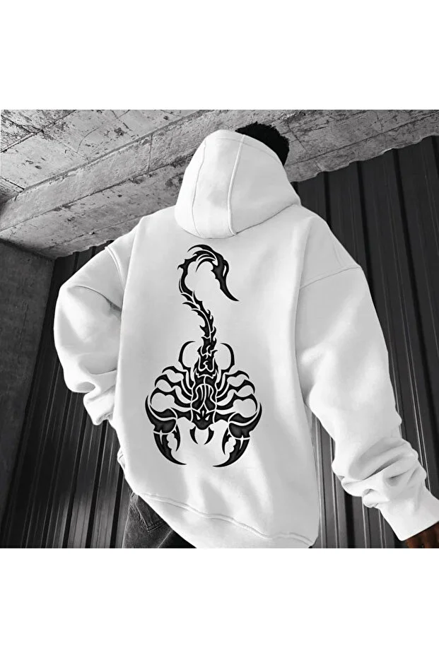 Akrep Logosu Baskılı Kapüşonlu Sweatshirt Hoodie